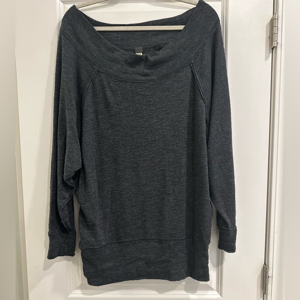 We The Free Off-the-Shoulder Dark Gray Sweater